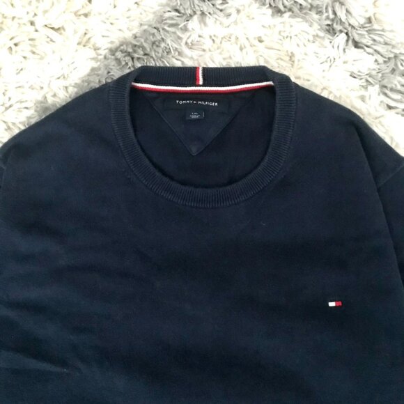 Tommy Hilfiger 100% Cotton Mens Large Sweater Round neck Crew Neck Minimalist - Picture 1 of 7